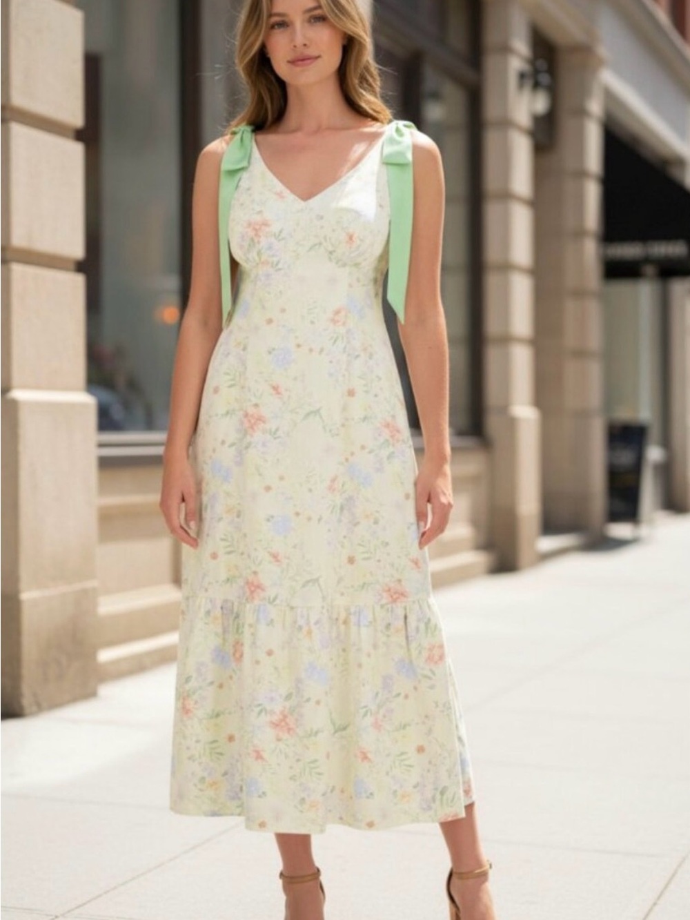 Bridgerton Floral Slip Dress Cream NWT Romantic Cottagecore Wedding Guest XL